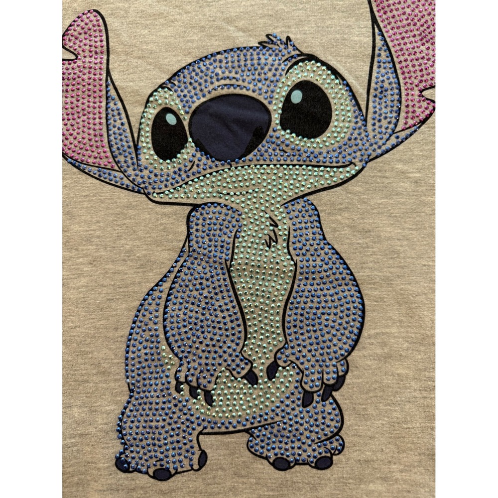 Disney Adult Jeweled Stitch Sweatshirt Womens XXL (19) Gray Soft Long-Sleeve